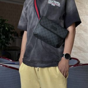 Gucci Black/Gray GG Supreme Canvas Waist/Shoulder Bag